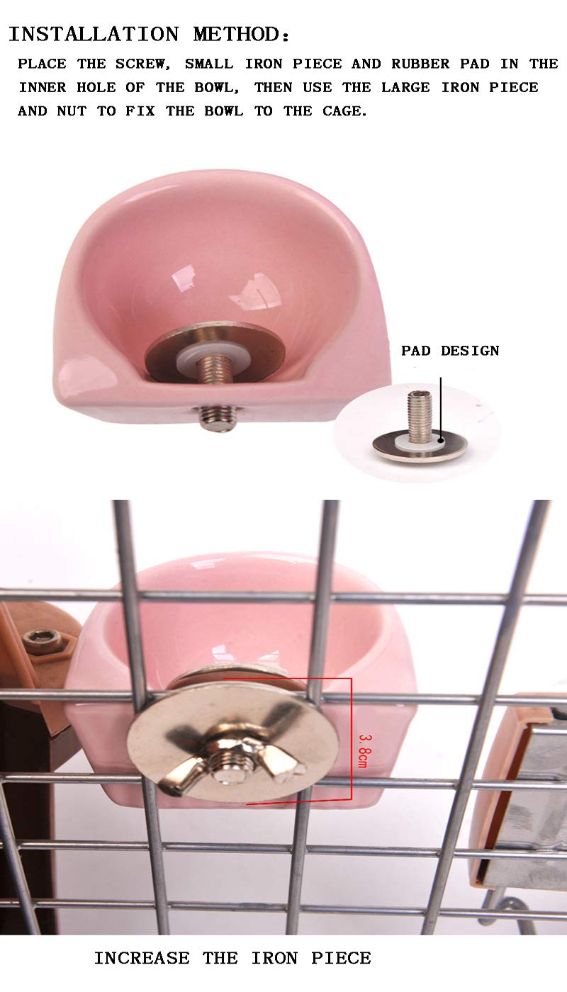 Small Animals Bowl, Detachable Cage Feeder Pet Ceramic Water & Food Feeder, Small Animal Supplies for Rabbit Parrot Squirrels Chinchilla Hamster Ferret (White, M) White Medium - PawsPlanet Australia