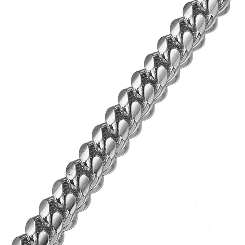 Aiyidi Heavy Duty Pet Collar, Wide 12/15/18mm Silver Dog Chain, Cuban Curb Link Dog Collar, Strong Stainless Steel Metal Chain for Dog - Shepherd Dog, Labrador, Rottweiler, Bulldog 15mm Wide 26inches - PawsPlanet Australia