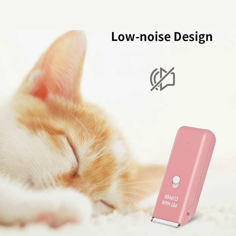 Dog Cat Home Hair Waterproof Clipper Portable Electric USB Rechargeable Pet Grooming Tools Low Noise Shaver Cordless Trimmer for Small and Large Pets Pink