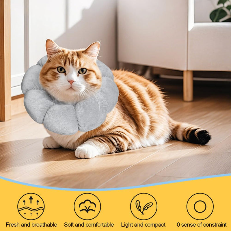 Protective Collar Cat, Collar Cat Leak Protection, Adjustable Cat Collar After Surgery, Protective Collar for Cats, Dog Collar, Soft, Collar Recovery Protective Cone for After Surgery gray
