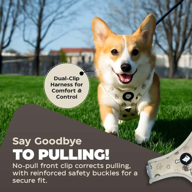 Haminway No-Pull Dog Harness for Medium Dogs – Reflective, Breathable Vest with Adjustable Chest & Neck Straps – Easy to Wear, Anti-Choke Harness for Safer Walks (Beige, Size Medium) Beige - PawsPlanet Australia