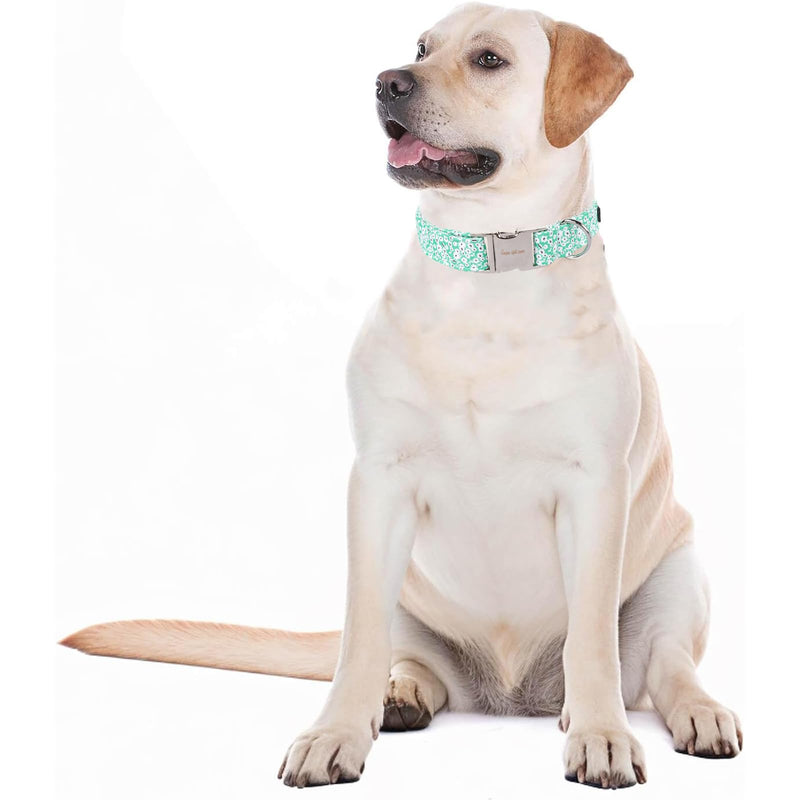 Unique style paws Summer Dog Collar Puppy Collars Harnesses & Leads For Dogs Uk Soft Adjustable Green White Flowers Comfortable Collars Pet Gift For Small Medium Large Dogs XL White Flower