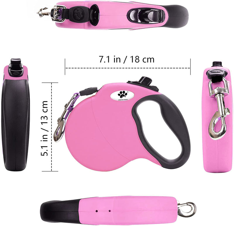 16 ft Retractable Dog Leash for Large Dogs up to 110 lbs,Tangle-Free Nylon Tape,Pink L pink - PawsPlanet Australia
