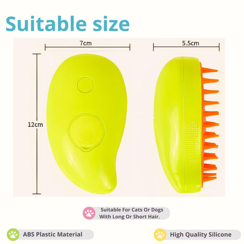 Cat Steam Brush,pet steam brush, 3 In1 Cat Grooming Tool,Cats Hair Steamer(YELLOW) YELLOW - PawsPlanet Australia