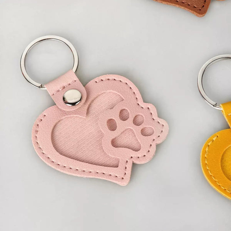 Heart-Shaped Leather Pet Hair Keepsake Keychain Pink - PawsPlanet Australia