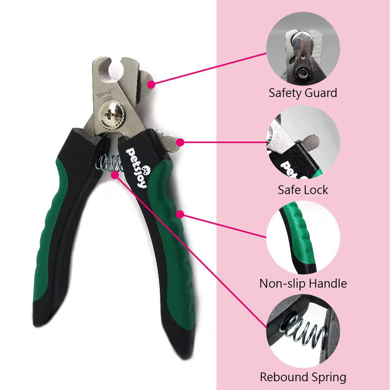 PetsJoy Pet Nail Clipper with Protective Guard to Avoid Over-Cutting, Toenail Trimmer with Razor Sharp Stainless Steel Blades and Anti-Slip Handle, Size:M, for Small to Medium Pets - PawsPlanet Australia