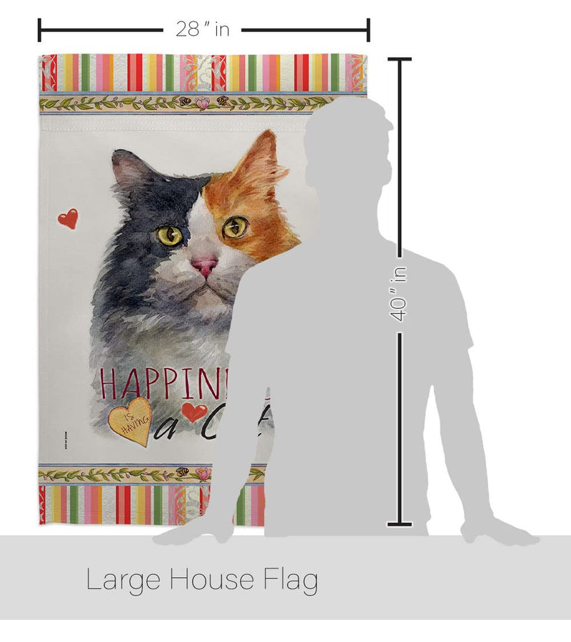Breeze Decor Long Hair Dilute Calico Happiness House Flag-Pack Cat Kitten Meow Spoiled Paw Fur Pet Nature Farm Animal Creature Applique Banner Small Garden Yard Gift Double-Sided, Made in USA - PawsPlanet Australia