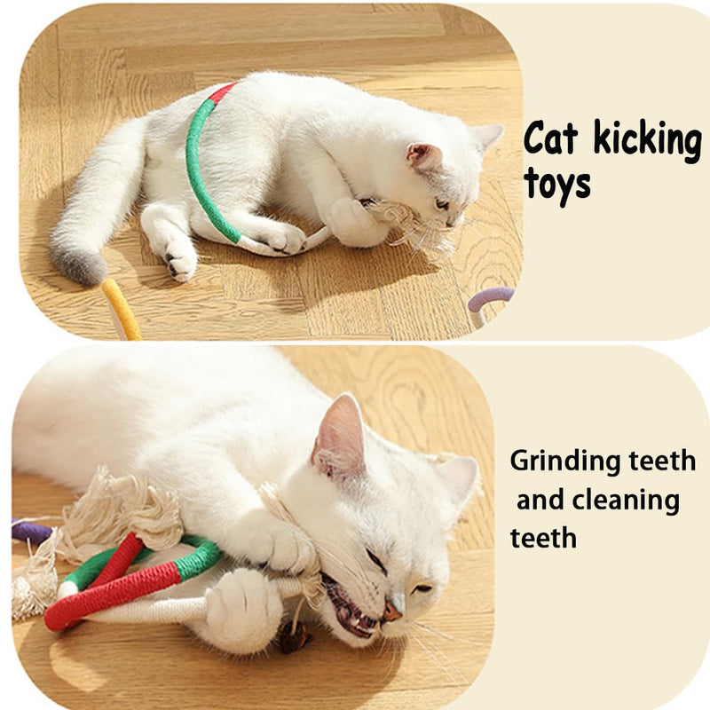 PAZ'S GIFT Cat Toys, Cat chew Toy,Cat Kick Toys, Cat Rope Toys for Indoor Cat Interaction Cat and Kitten Teething Chew Toys for Aggressive Chewing Teeth Cleaning Cat Dental Toys 3 Pack Mixed Colors - PawsPlanet Australia