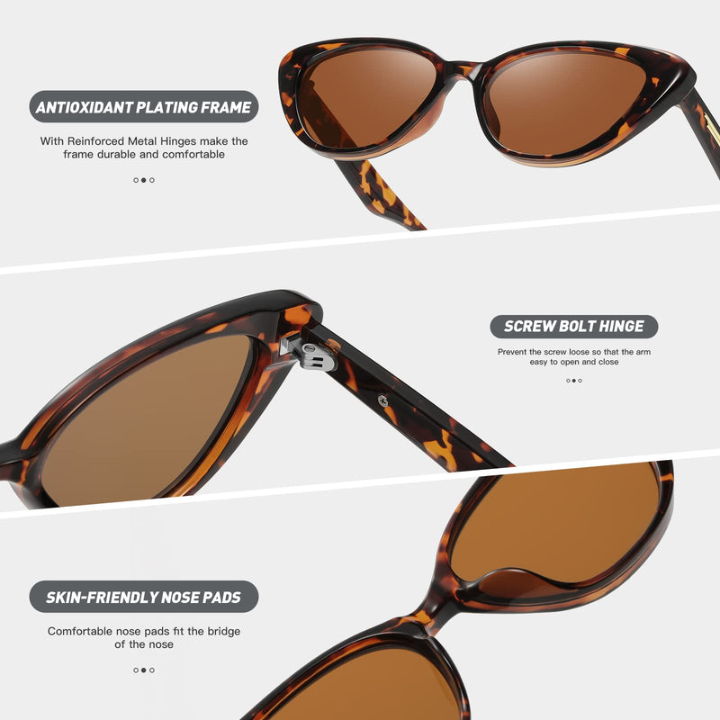 Retro Vintage Narrow Cat Eye Sunglasses for Women 90s Small Chic Trendy Sunnies UV400 Party Driving FZN7514 Tortoise / Brown - PawsPlanet Australia