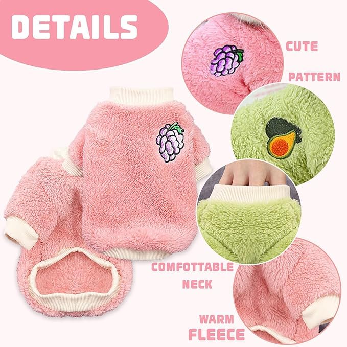 2 Pieces Dog Sweaters for Small Dogs Girl Fall Small Dog Sweater Winter Warm Puppy Clothes Fleece Chihuahua Sweater Cute X-Small Dog Clothes for Girls Cat Clothes XXL S - PawsPlanet Australia