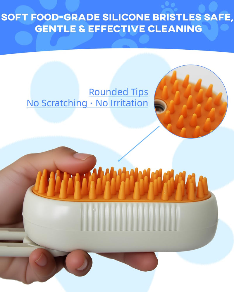 Luxelle Cat Steam Brush for Shedding – 4 in 1 Orange Pet Grooming Brush with Spray, Hair Removal, Massage & Cleaning – Anti-Static Defur Comb for Long & Short Haired Cats and Dogs - PawsPlanet Australia