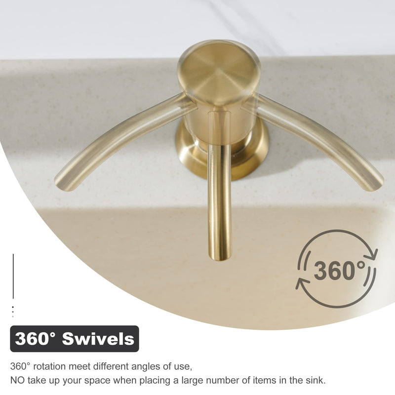 GAGALIFE Built in Sink Soap Dispenser or Lotion Dispenser for Kitchen Sink, Brushed Gold ABS Pump Head, with 17 Ounce Large PET Soap Bottle Gold Brushed - PawsPlanet Australia