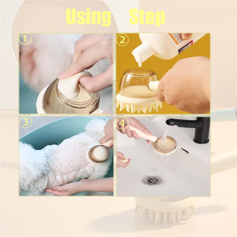 3 In One Pet Massaging Brush - Clean,Massage,Groom Comb - Silicone Comb Suppleness Brush ，Pet Friendly Wash Tools For Cats&Dogs (white) white - PawsPlanet Australia