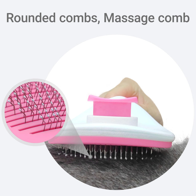 Treasurecove Self Cleaning Slicker Brush, Cat & Dog Brush for Grooming, Easy Hair Removal, Massaging Bristles, Comfortable Handle, Pink, All Hair Types, Cats & Dogs - PawsPlanet Australia