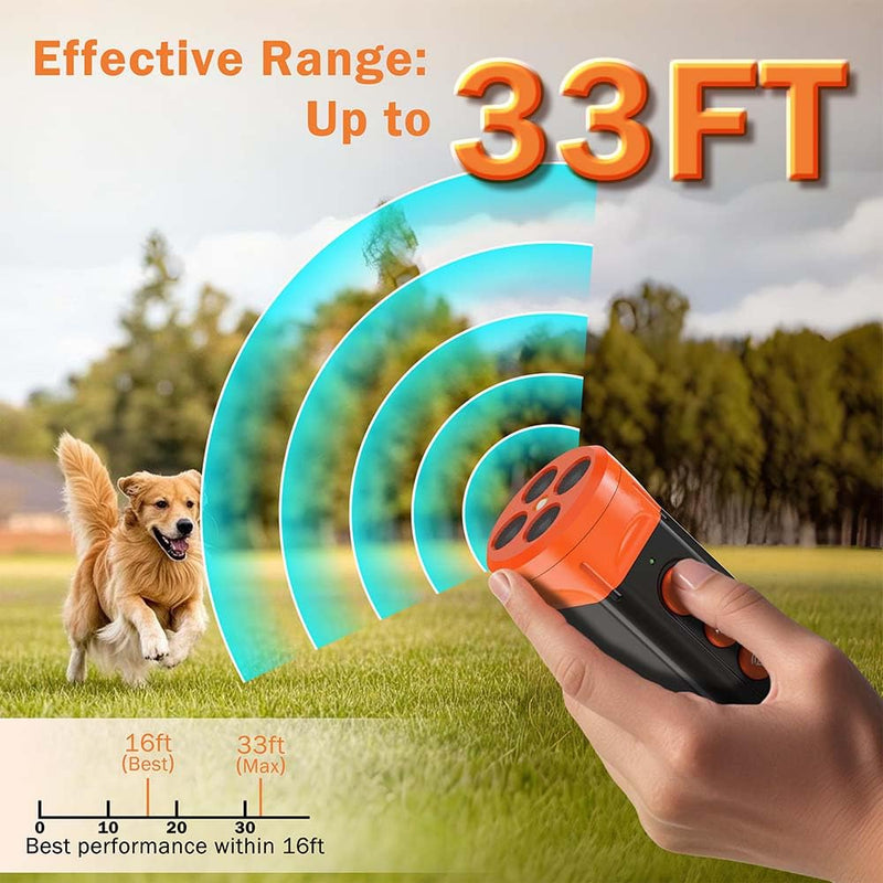 Dog Bark Deterrent Devices, 2025 Upgraded 4X Ultrasonic Anti Barking Device for Dogs - 33FT Range to Stop Dog Barking, Rechargeable, Safe & Humane for Own/Neighbor's Dogs Training, Indoor/Outdoor Use - PawsPlanet Australia