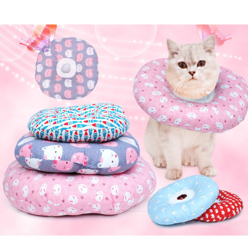 Abaodam Anti-Lick Collar for Cats in Elizabethan Style. Soft cotton and fabric material with anti-bite coating for effective wound protection.