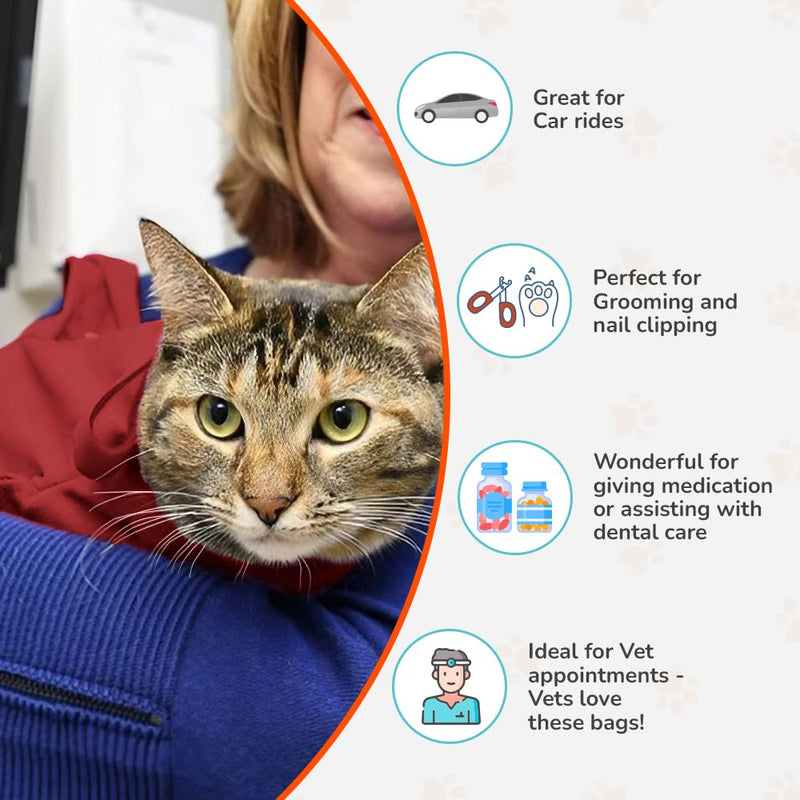 Cat-in-the-Bag Cozy Comfort Carrier - Large Red Cat Carrier Soft and Pet Carrier for Nail Trimming, Vet Visits, Medication Administration, Dental Care, and Travel Large – 10 lbs. and up. - PawsPlanet Australia
