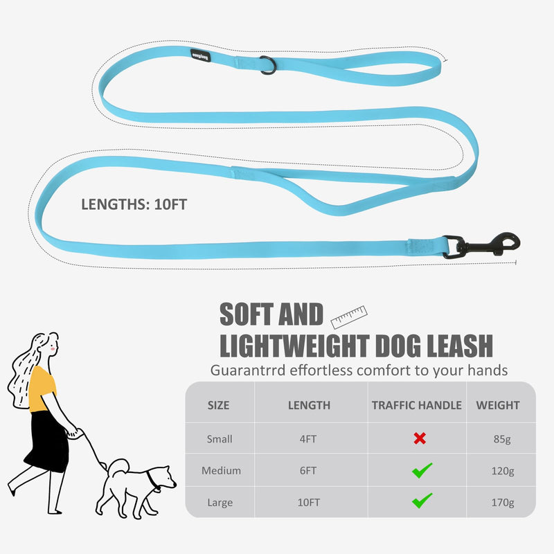 Small Dog Dog Leash with Electroplated Black Hardware, Lightweight Dog Leash with Traffic Handle, 10FT Waterproof Blue Dog Leash Coated with Durable and Odor Free Material for Small and Medium Dogs - PawsPlanet Australia