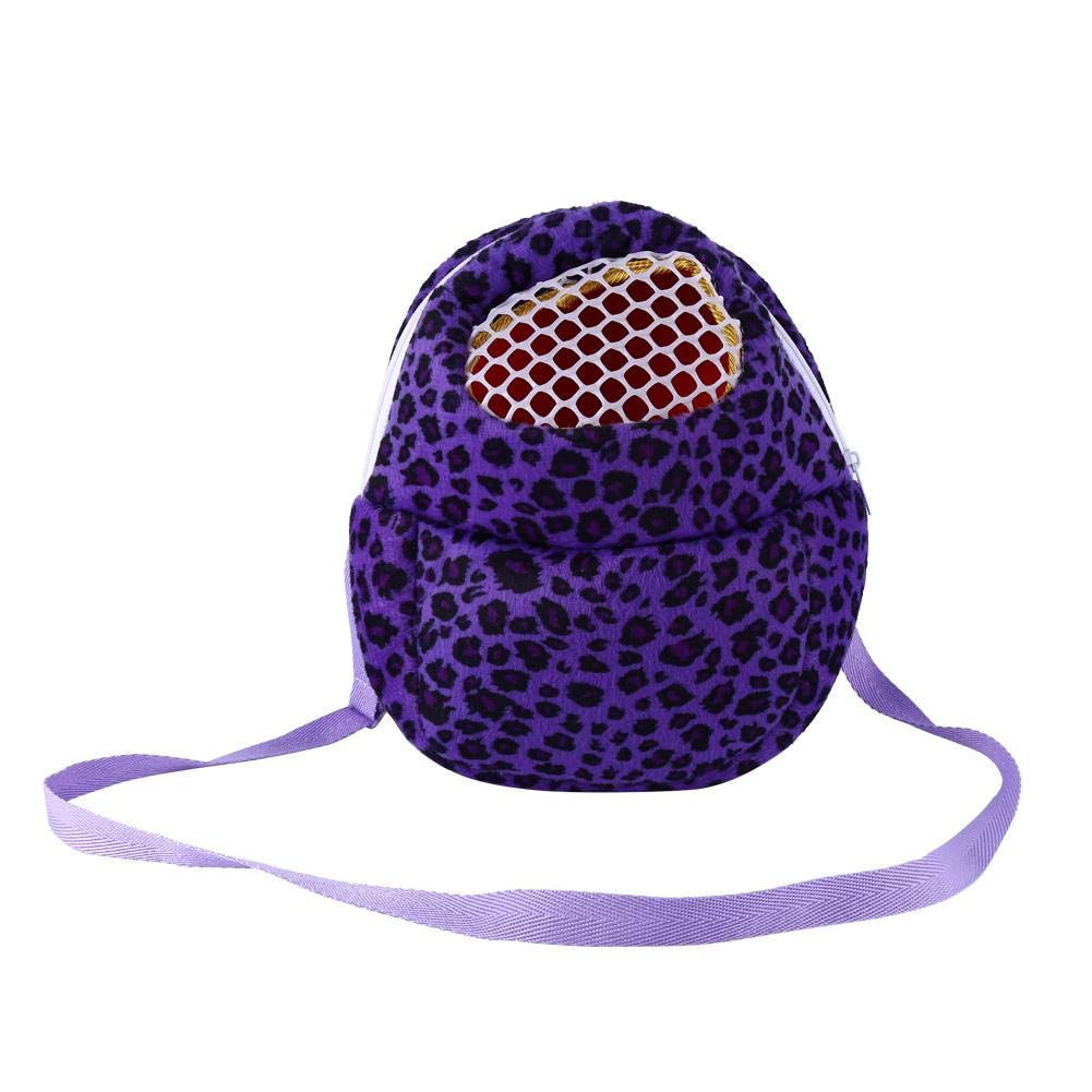 Soft Sided Hamster Carrier Bag Leopard Carriers Hamster Portable Breathable Outgoing Bag for Small Pets(22 * 18CM Purple)