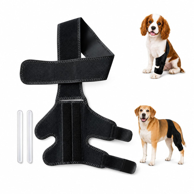 Dog Knee Brace for Hind Leg Support, Adjustable Canine Knee Brace for ACL/CCL Stability Support, Breathable Neoprene Leg Brace with 2 Side Stabilizers (M) M