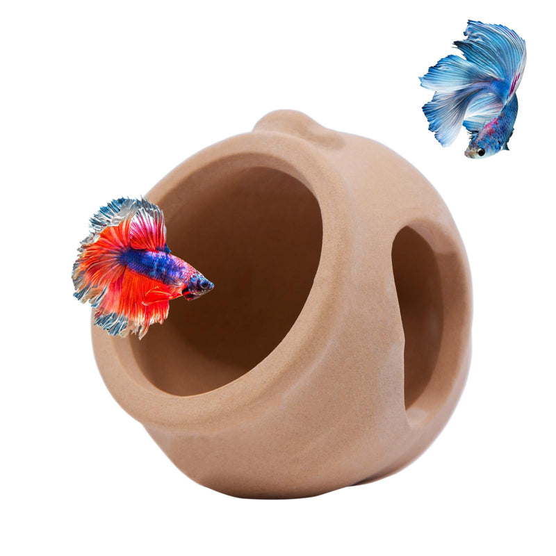 Saim Mini Ceramic Jar Fish Tank Decorations Betta Fish Tank Accessories for Shrimp Cichlid Hiding Breeding Small Fish Bowl Hide Decoration Betta Toys Hideout House 729# Mini:2.8x2.16in(WxH)