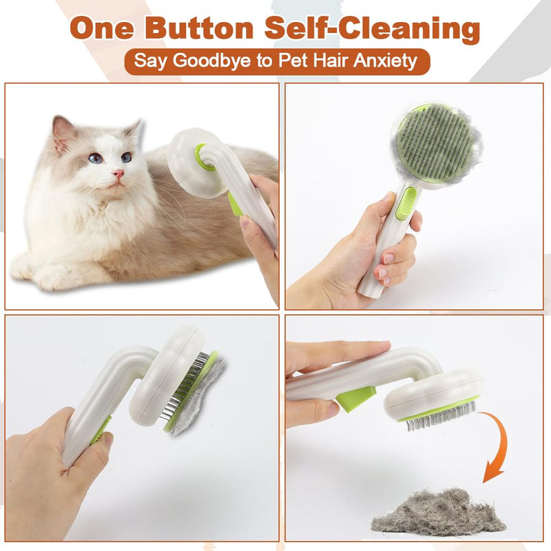 2PCS Pet Knotting Comb with 1PC Cat Brush Dog Brush with Release Button for Shedding, Jaxbo Pet Grooming Comb Dog and Cat Shedding Tool for Removing Tangled and Loose Hair - PawsPlanet Australia