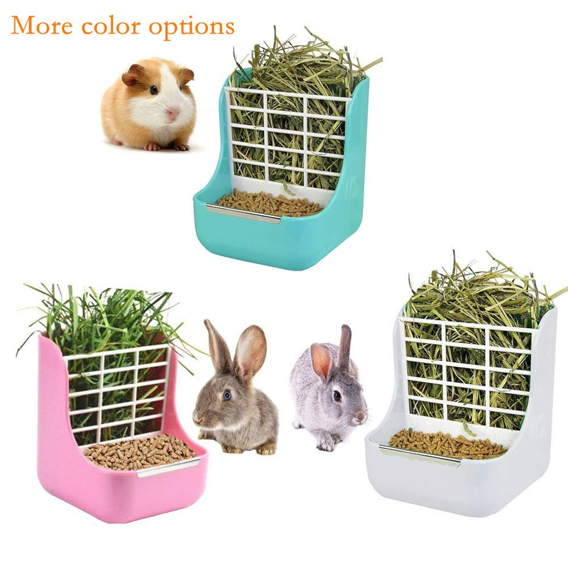 Rabbit Feeder Bunny Guinea Pig Hay Feeder, Hay Food Bin Feeder, Hay and Food Feeder Bowls Manger Rack for Rabbit Guinea Pig Chinchilla White+ - PawsPlanet Australia