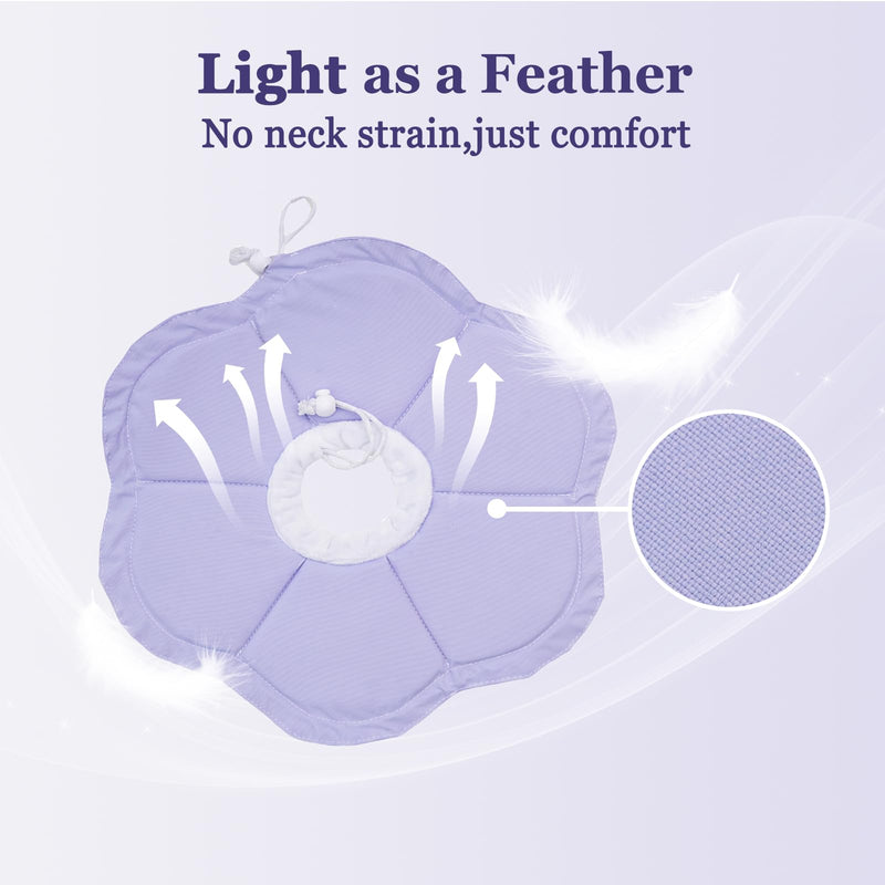 Tensho Soft Flower Cone for Cats, Adjustable Purple Cat Cone Collar for After Surgery, Elizabethan Collar for Cat Can Protect Head and Foot Wounds, Pet Cones for Cats All-Season Style (S) S