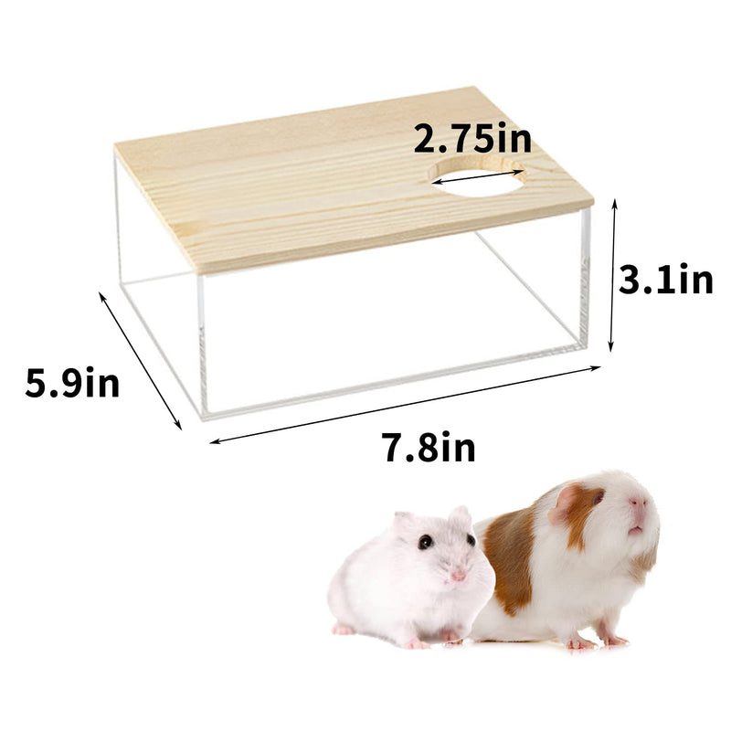 kathson Hamster Sand Bath Box Transparent Acrylic Small Animals Shower Bathtub Guinea Pigs Digging Sand Container Cage Accessories for Lemmings Gerbil Mice Hedgehog Chinchilla (Rectangle) Square