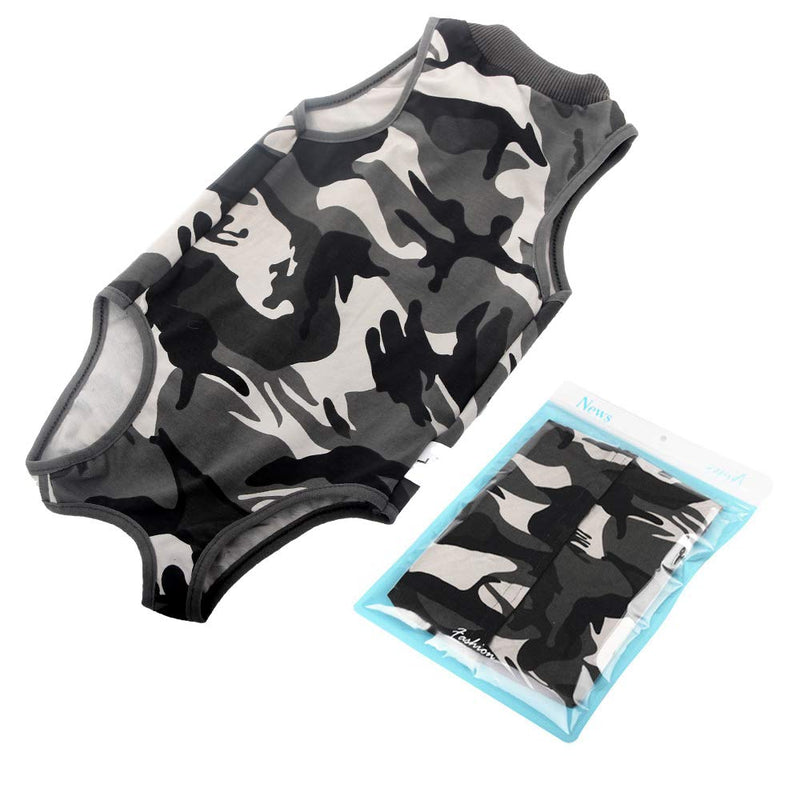 LIANZIMAU Cat Recovery Suit With Avoid Licking For Surgical Abdominal Wounds Soft Breathable Home Indoor Pet Clothing E collar Alternative For Cats Dogs After Surgery Wear Pajama Suit S (Pack of 1) Camouflage