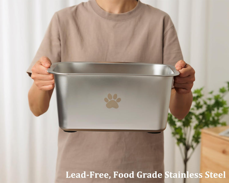 Large Stainless Steel Dog Water Bowls with Non-Slip Foot Pads, High Capacity Metal Dog Food Bowls for Extra Large, Huge and Big Giant Dogs 2.65 Gallons, Silver 2.65 Gallons/340 oz