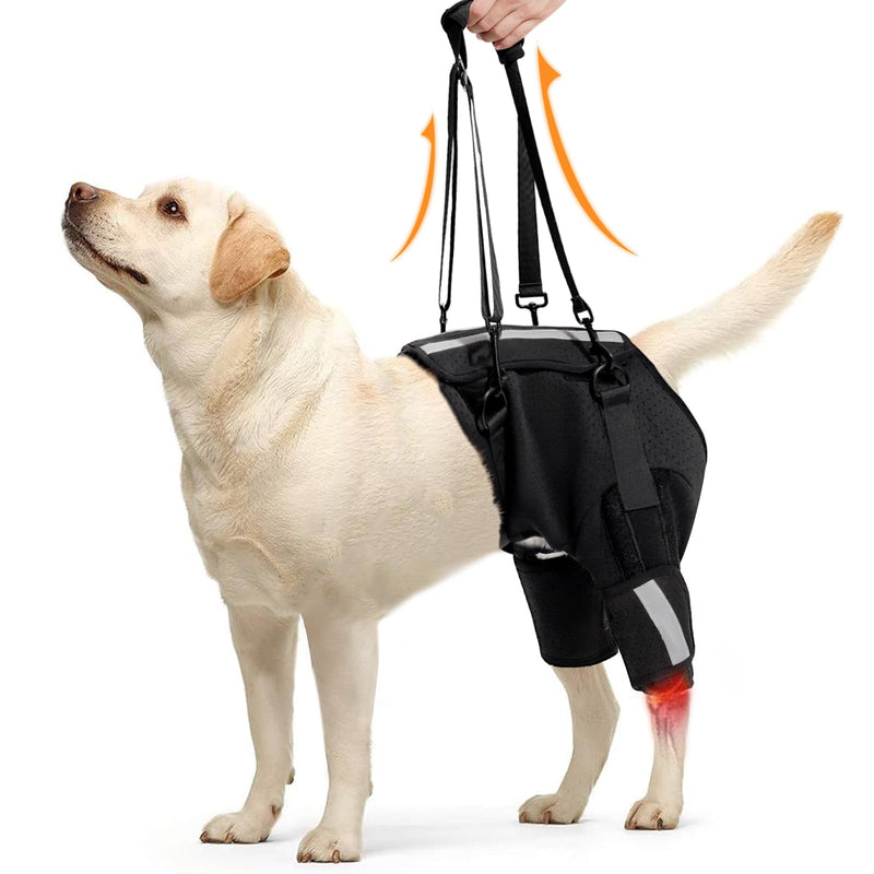 Dotoner Dog Sling for Large Dogs Hind Leg Support Harness with Magic Tape & Reflective Strip Assists Elderly Dogs with Weak Hind Legs, Disabilities Help 'Em Up Lift Harness for Dogs XL Black