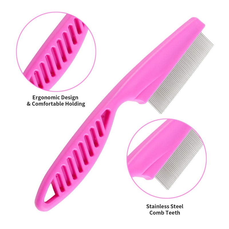 Pets Grooming Metal Comb Kit for Small Dogs Cats Puppies for Tear Stain Remover, 2-in-1 with Round Teeth to Remove Knots Crust Mucus