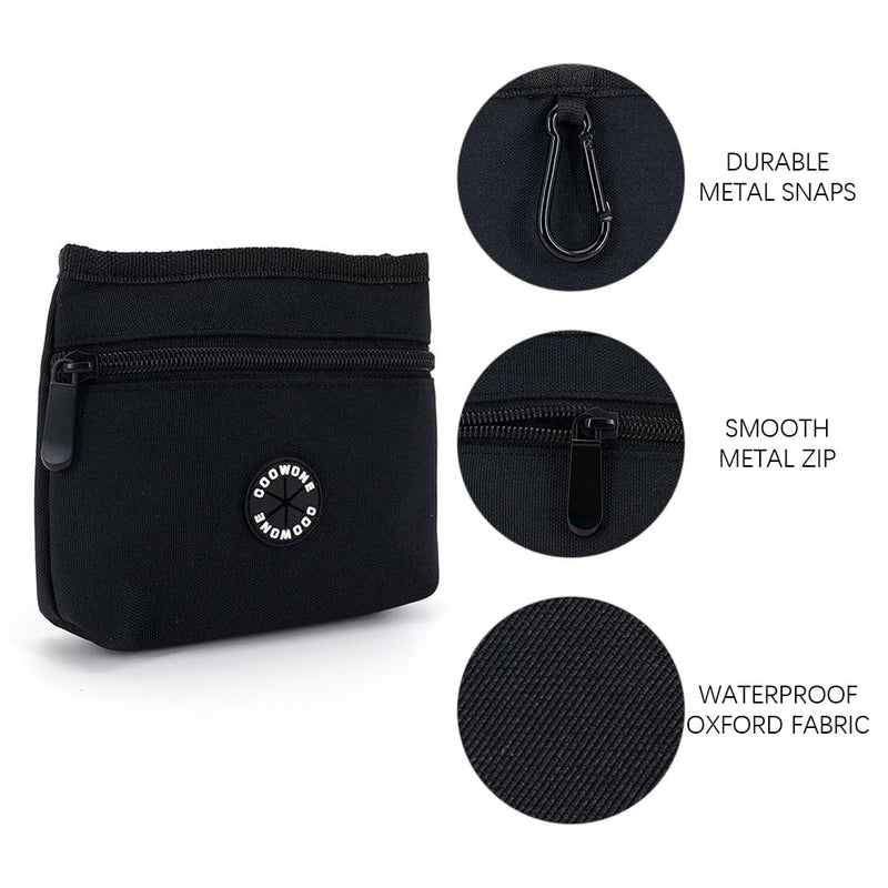 COOWONE Dog Treat Pouch with Pet Training Clicker, Detachable Dog Puppy Training Treat Bag, 900D Oxford Cloth Magnetic Closure Small Dog Poop Bag Holder for Travel or Outdoor Use Black - PawsPlanet Australia