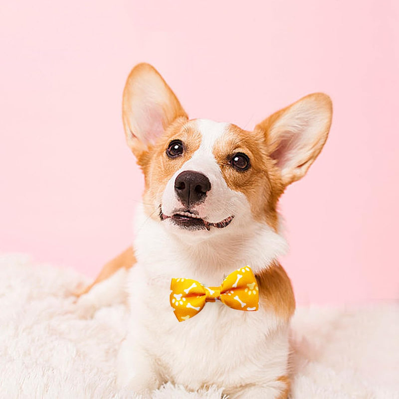 PET SHOW Paw Bone Printed Small Dogs Bowties Collar Charms Bows Attachment Medium Large Puppies Cats Accessories Bulk Slides S/M (3.8*1.8) 50pcs/lot - PawsPlanet Australia