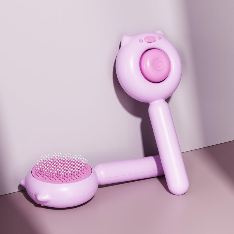 Cat Brush Dog brushes with Release Button for Shedding Grooming, fit for Long or Medium Haired Cats, Lightweight Skin Friendly Pet Brush Hair Removal Comb Brushes for Kitten Pink