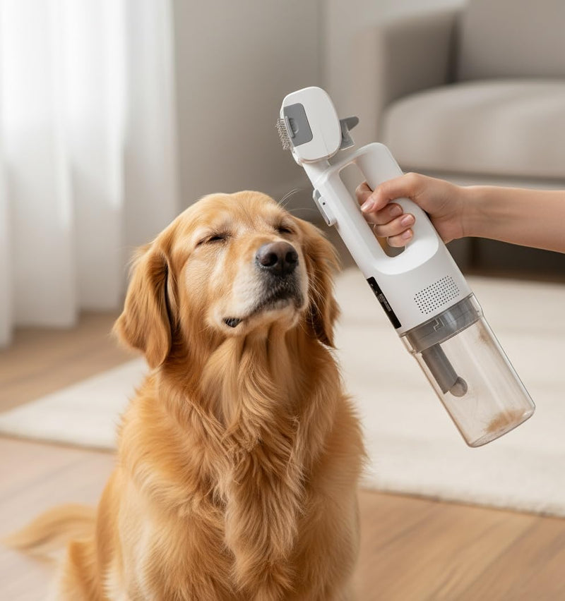 [2026 Version]Dog Vacuum for Shedding Grooming- 5 in 1 Cleaning Slicker Brush for Dogs & Cats Deshedding Vacuum Brush with 5 Pet Grooming Tools for Shedding Pet Hair, Home Cleaning Grooming Supplies - PawsPlanet Australia