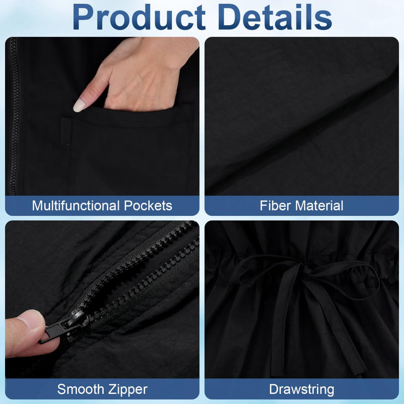 VILLCASE Black Dog Grooming Smock with Zipper, Short Sleeves Dog Grooming Tunic with 2 Pockets, Waterproof and Anti-static Pet Beautician Workwear Apron for Pet Shop Men and Women XL