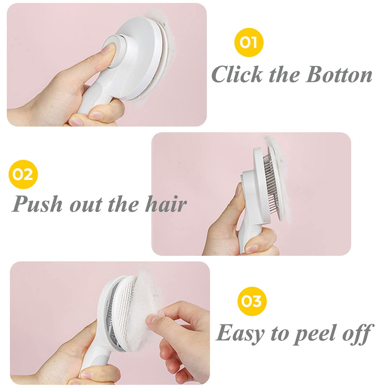 Self Cleaning Slicker Brush for Dogs and Cats, Pet Grooming Hair Brush, Removes Undercoat, Loose Hair, Mats, Tangles, and Dirt, Massages All Hair Types, Gray - PawsPlanet Australia