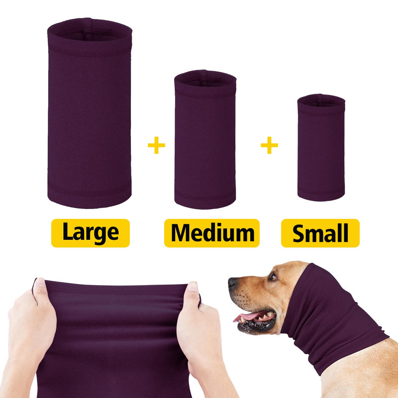 Calming Dog Ear Covers for Noise Protection - Headband for Anxiety Relief, Noise Canceling for Fireworks, Thunderstorms - Grooming Aid (Purple, L) Purple