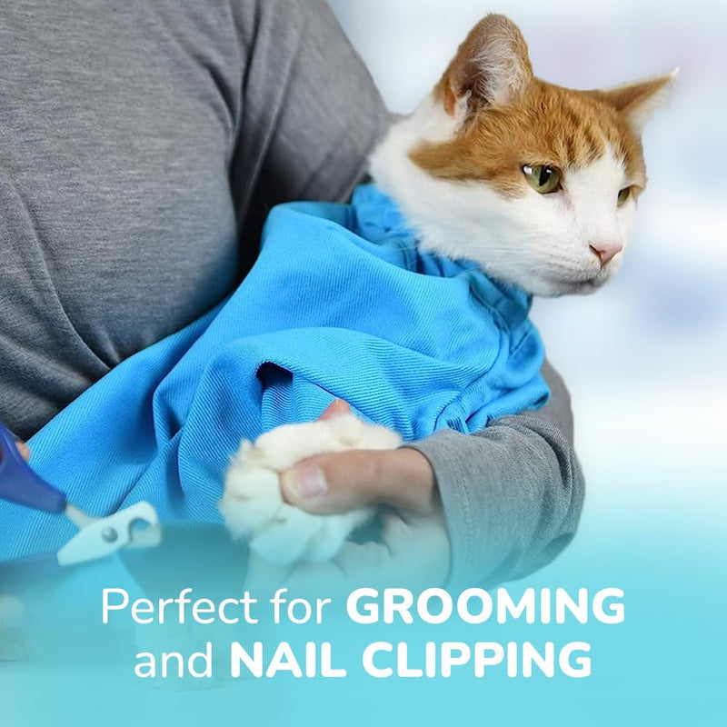 Cat-in-the-Bag Cozy Comfort Carrier - Large Light Blue Cat Carrier Soft and Pet Carrier Administration, Grooming, Vet Visits, Dental Care, and Nail Trimming Large – 10 lbs. and up. - PawsPlanet Australia
