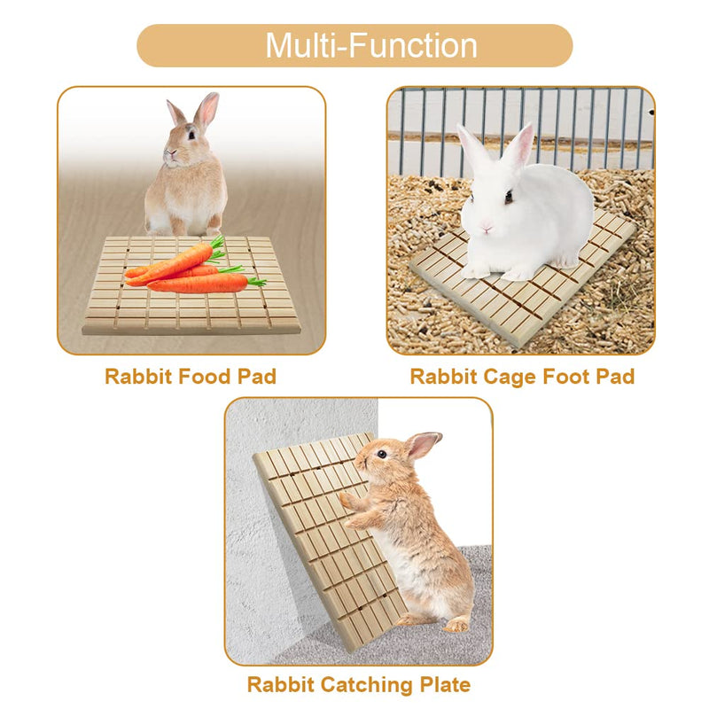 Rabbit Scratch Board Claws and Teeth Care Wooden Chew Toys Bunny Chinchilla Guinea Pig Rabbit Antiskid Edible Natural Wood Pad A 10.63x7.87 inch