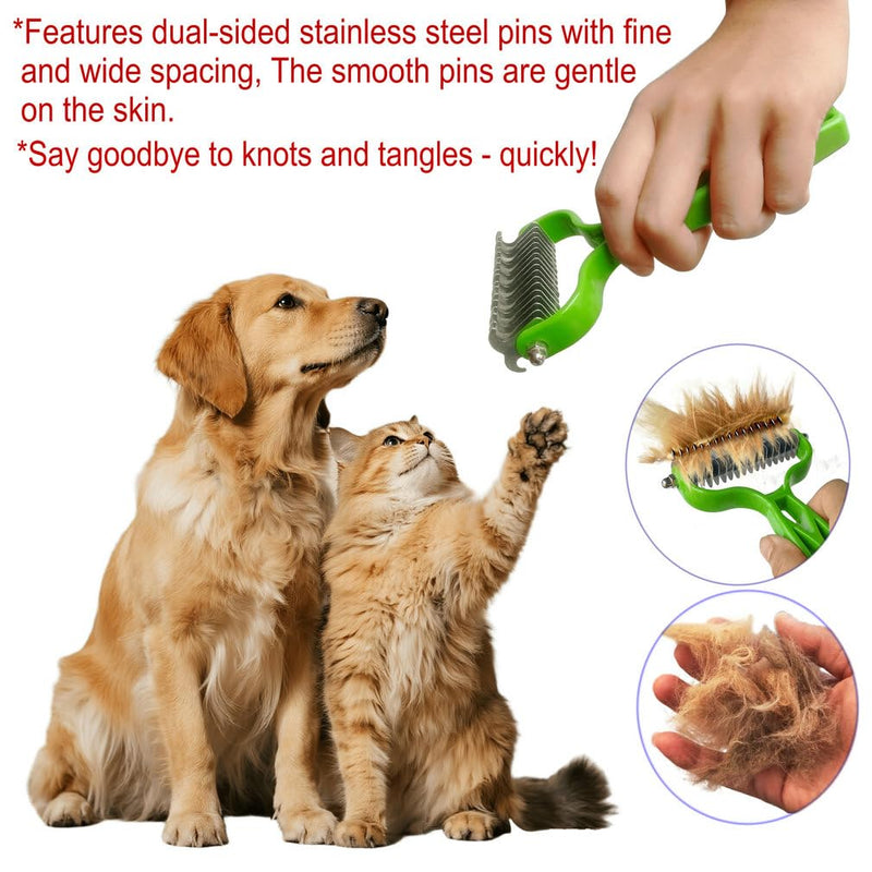 3 Pack,Pet Comb for Dogs & Cats,Double-Side Dematting Combs,Remove Matted & Tangles Fur,Flea Lice Comb,Dog Hair Grooming Brush,Undercoat Shedding Rake,Extra-Wide Deshedding Brush,Reduces Shedding - PawsPlanet Australia