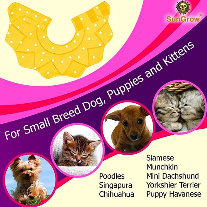 SunGrow Cat Cone Collar Soft, Stop Licking E Collar for Recovery, Post Surgery Stress Relieving with Adjustable Strap Enclosures 9" - 10.5" Neck Size, Yellow - PawsPlanet Australia