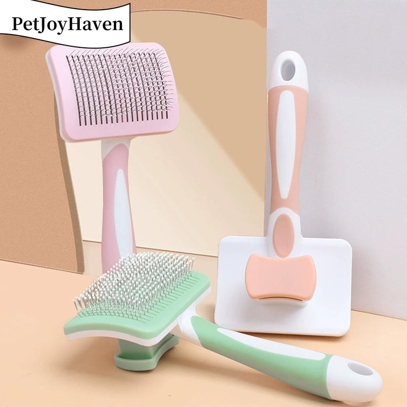 Self Cleaning Slicker Dog Brush for Small Long-Haired Breeds, One-Click Hair Removal, Puppy Essentials, Fit Yorkie, Shih Tzu, Maltese, Maltipoo, Pomeranian, Pet Grooming Tool (Light Pink) Light Pink - PawsPlanet Australia