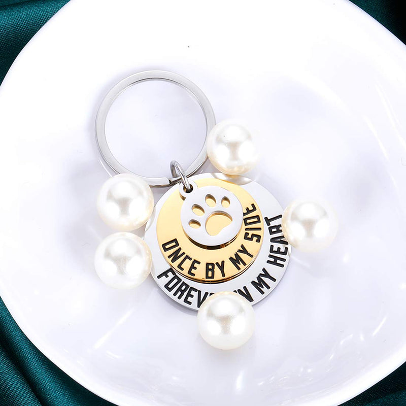 Dog Cat Pet Memorial Gifts Keychain for Pet Lover Remembrance Jewelry Gifts for Loss of Pet Sympathy Condolences Gifts Dog Remembrance Gifts Men Women Pet Owner Once by My Side Pet Keepsake Key Ring