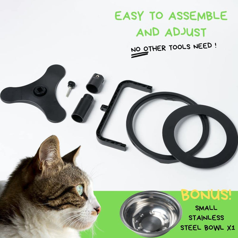 Adjustable Raised Cat Food Bowl, Tilted Elevated Bowl (2-Pack, Black) 2-Pack - PawsPlanet Australia