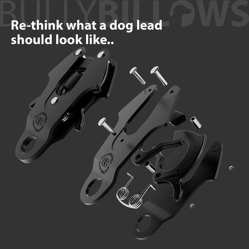 BullyBillows Anti-Tangle Swivel Combat Dog Lead | Padded Handle For Easier Walks | Anti Tangle & Pressure Tested Dog Lead | Suitable For All Dog Breeds - Black - PawsPlanet Australia