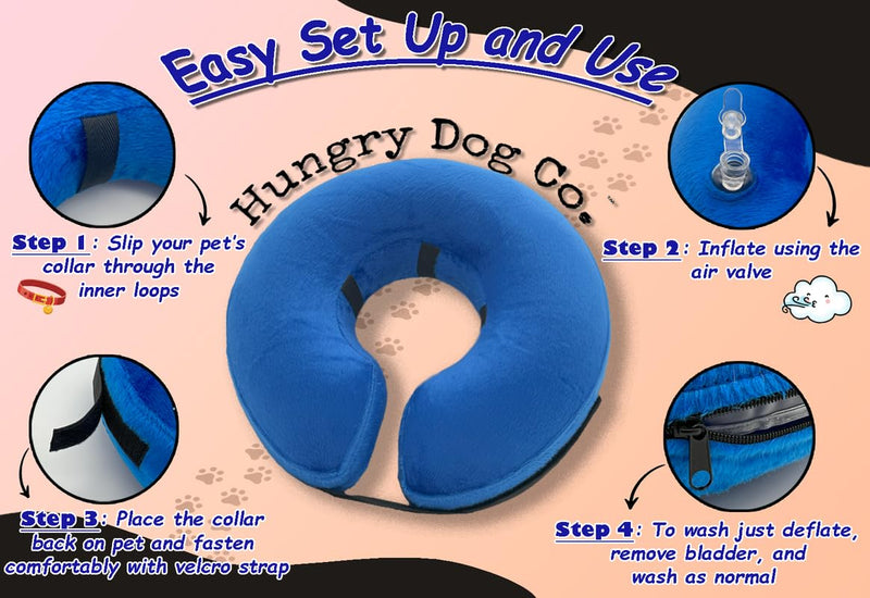 Hungry Dog Co- Premium Inflatable Dog Collar for Dogs and Cats - Helps in Pet Recovery - Comfortable and Safe for Your Pet - Soft E-collar – GREY, MEDIUM (10”- 14” neck) Medium (10”- 14” Neck) - PawsPlanet Australia