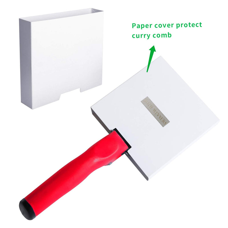 Reversible Stainless Steel Curry Comb with Soft Touch Grip (Red) red - PawsPlanet Australia